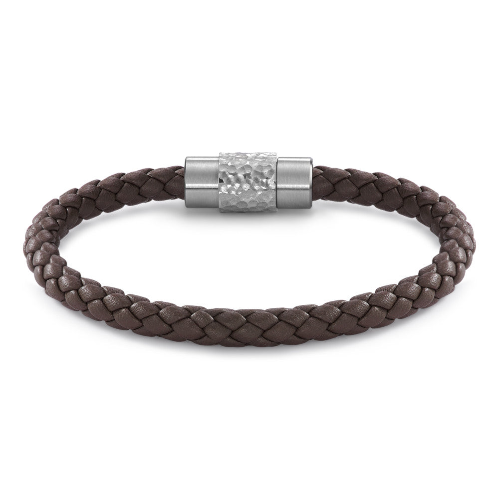 Bracelet Stainless steel, Leather 20 cm Ø6.5 mm