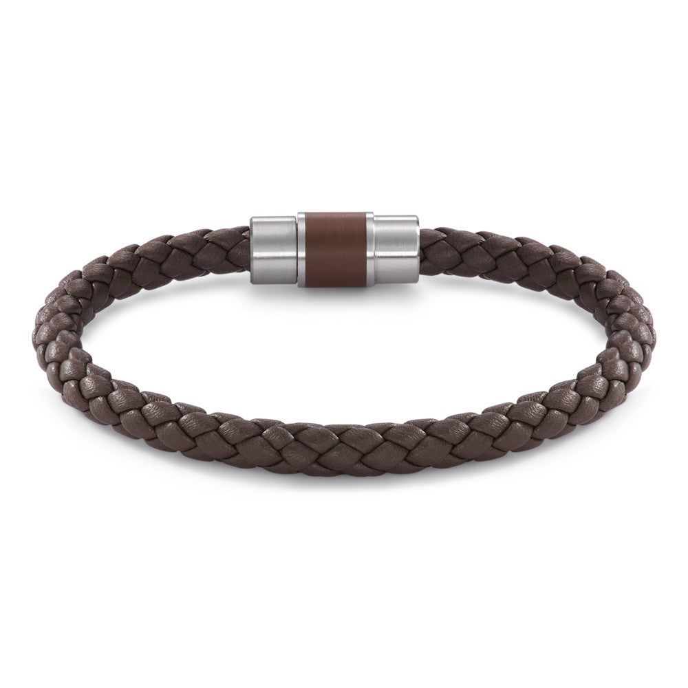 Bracelet Stainless steel, Leather, Ceramic 21 cm Ø6.5 mm