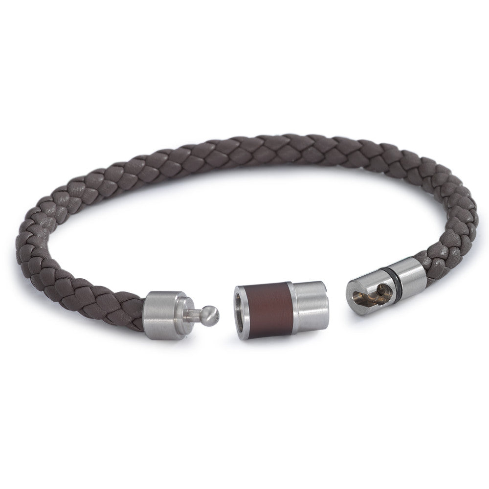 Bracelet Stainless steel, Leather, Ceramic 21 cm Ø6.5 mm