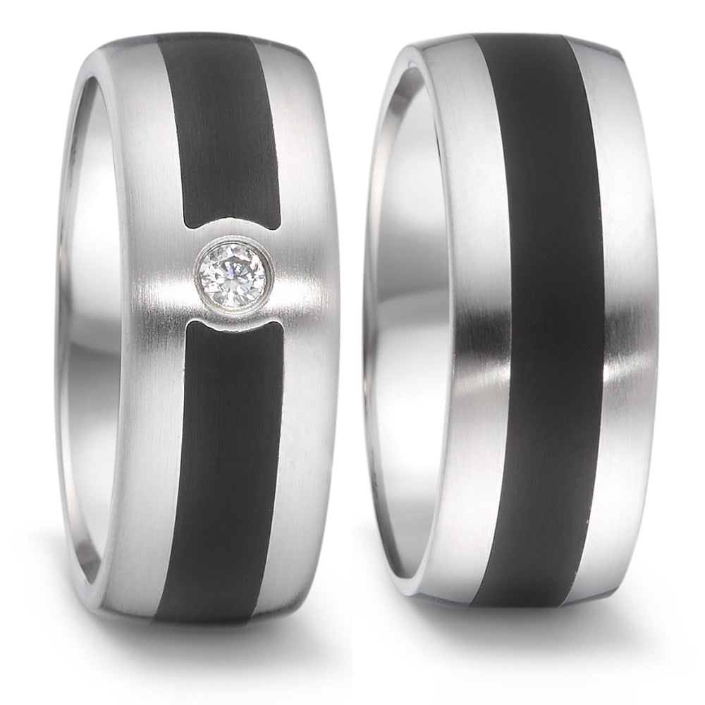 Wedding Ring Stainless steel, Ceramic Diamond 0.06 ct, tw-si