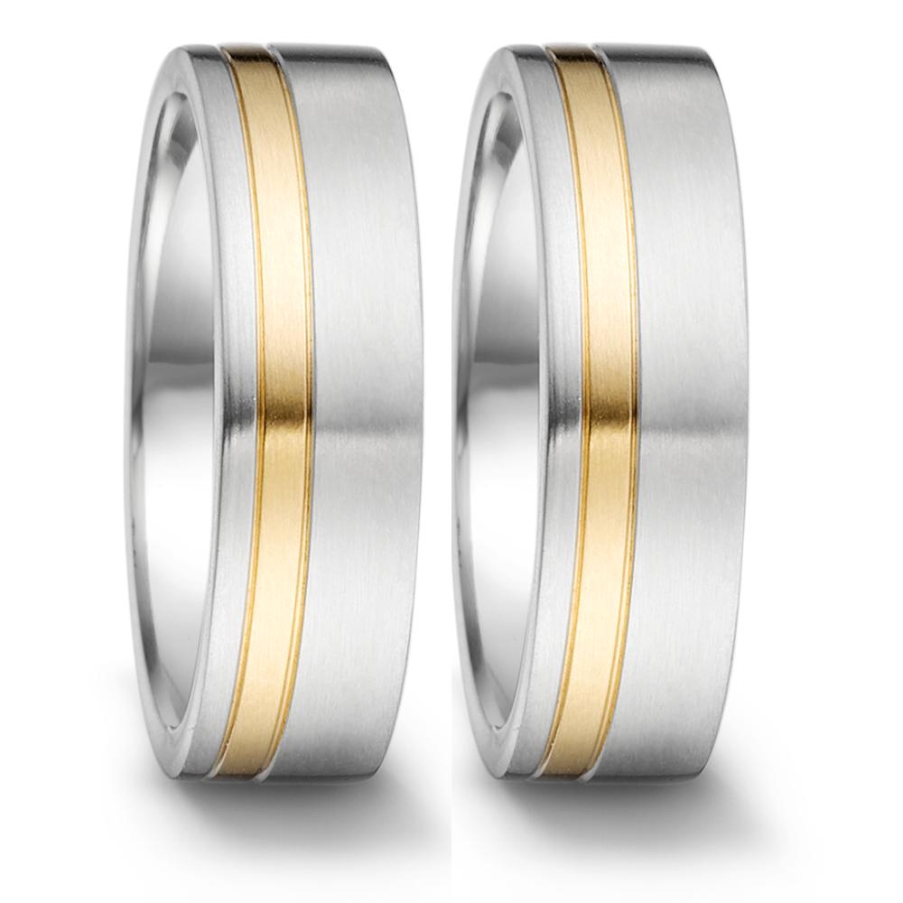 Wedding Ring Stainless steel, 18k Yellow Gold