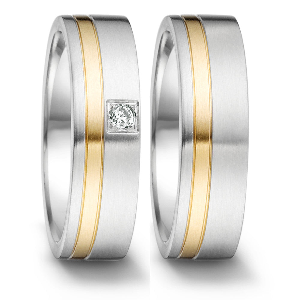 Wedding Ring Stainless steel, 18k Yellow Gold