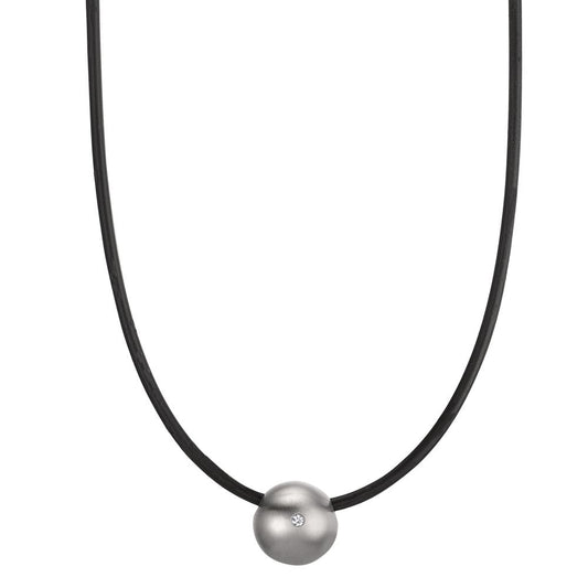 Necklace Stainless steel, Rubber Diamond 0.02 ct, tw-si 45 cm Ø2 mm