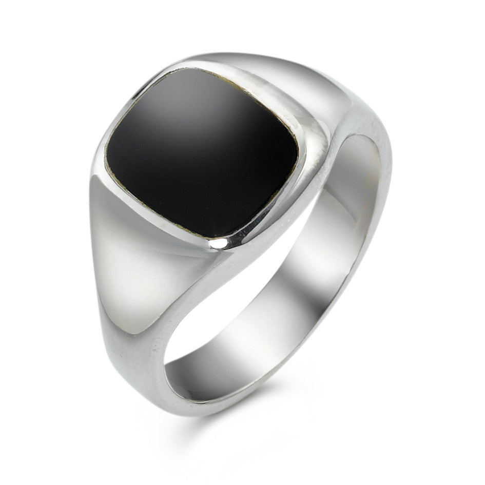 Ring Silver Onyx Rhodium plated