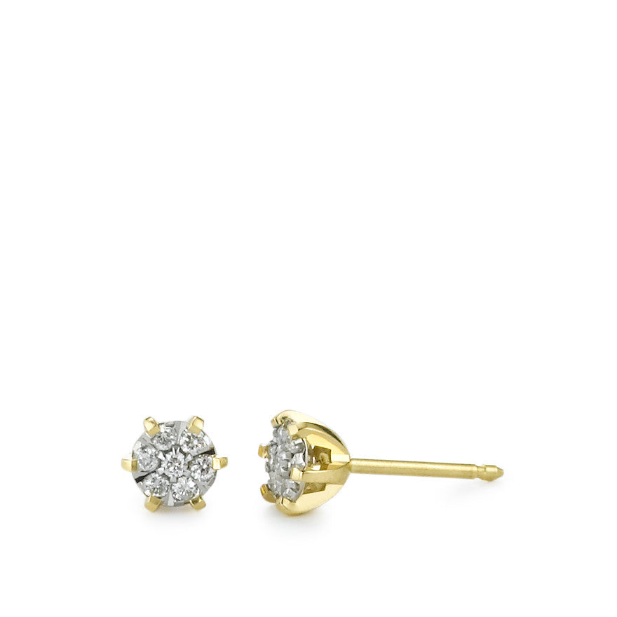 Stud earrings 18k Yellow Gold Diamond 0.06 ct, 14 Stones, w-si