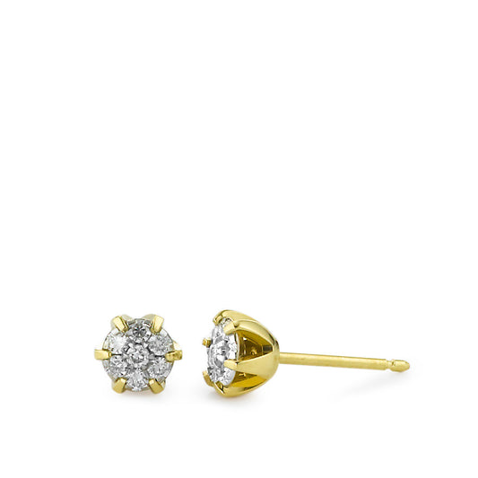 Stud earrings 18k Yellow Gold Diamond 0.12 ct, 14 Stones, w-si