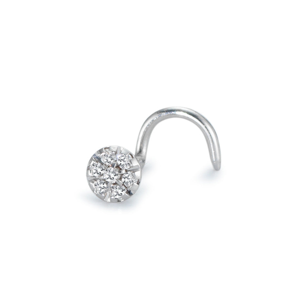 Nose Stud 18k White Gold Diamond White, 0.02 ct, 7 Stones, w-si Ø2 mm