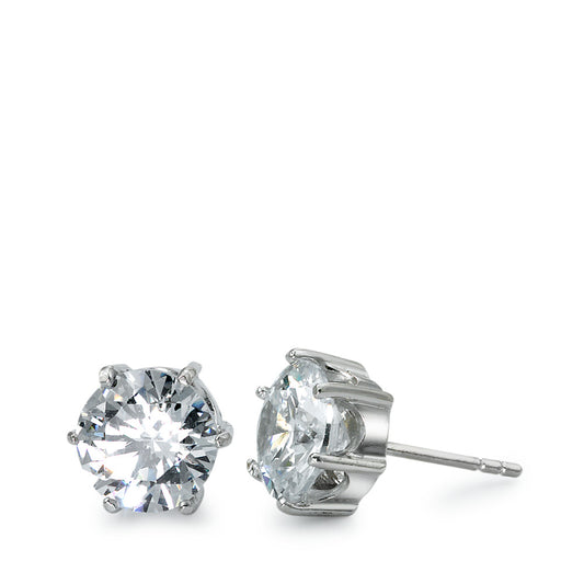 Stud earrings Silver Zirconia 2 Stones