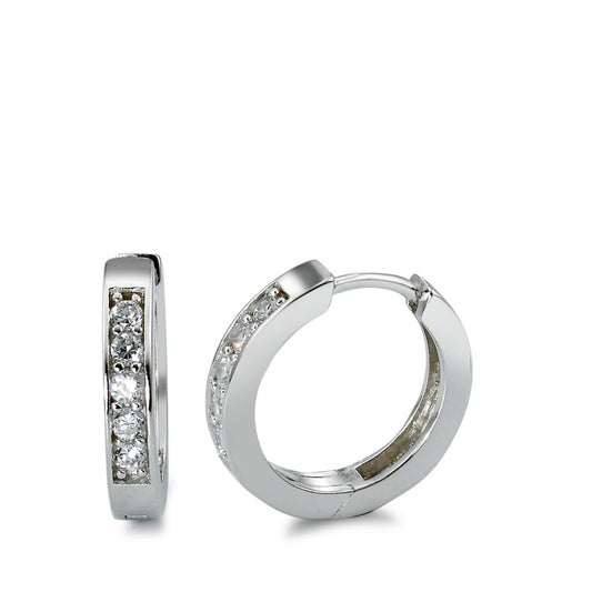 Hinged hoop Silver Zirconia Rhodium plated