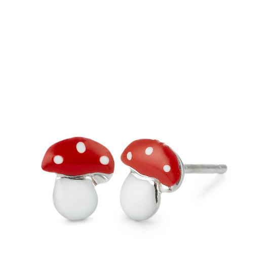 Stud earrings Silver Lacquered Mushroom