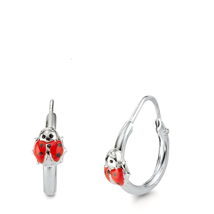 Hoop earrings Silver Rhodium plated Ladybird