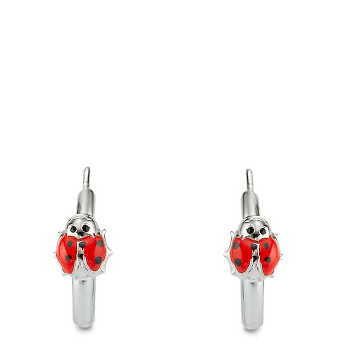 Hoop earrings Silver Rhodium plated Ladybird