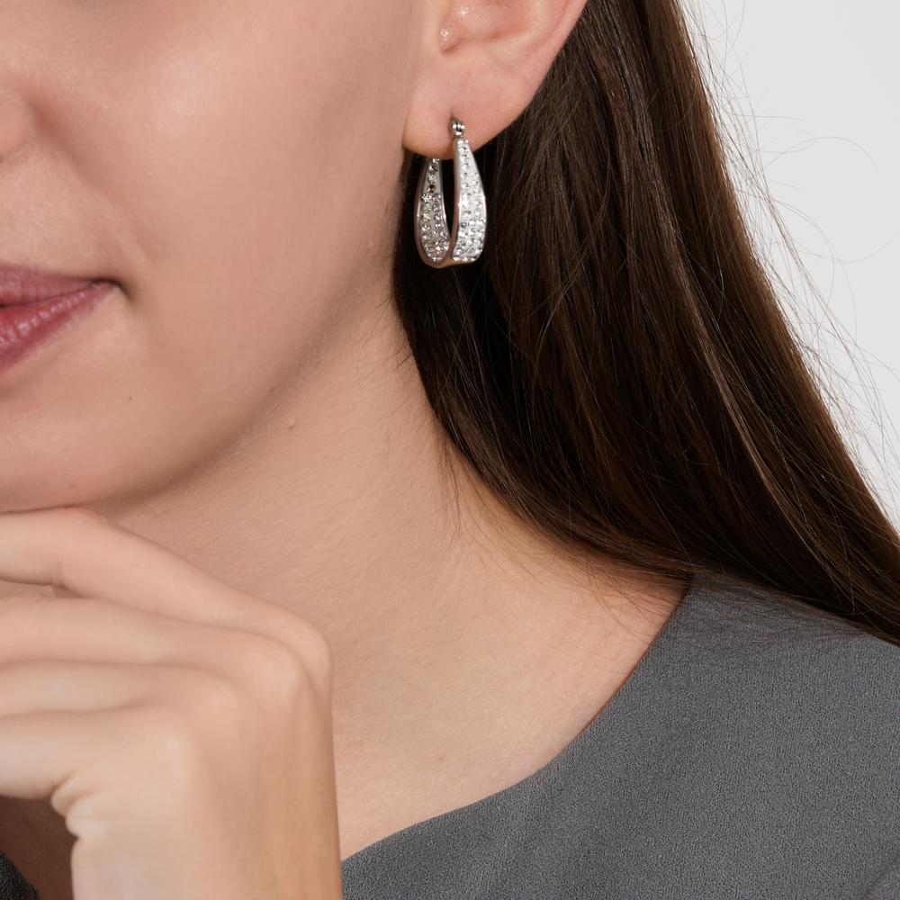 Hoop earrings Stainless steel Zirconia