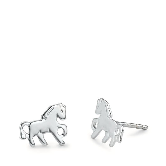 Stud earrings Silver Rhodium plated Horse