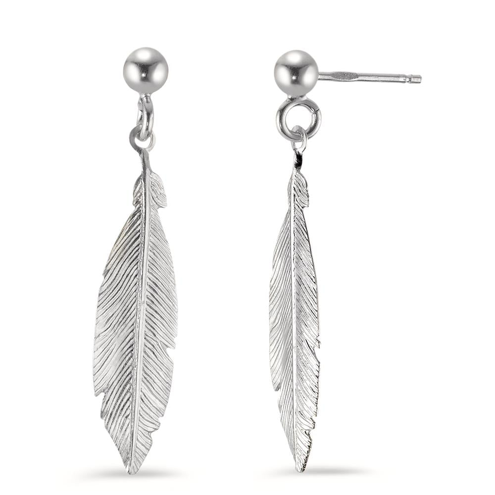 Drop Earrings Silver Rhodium plated Feather