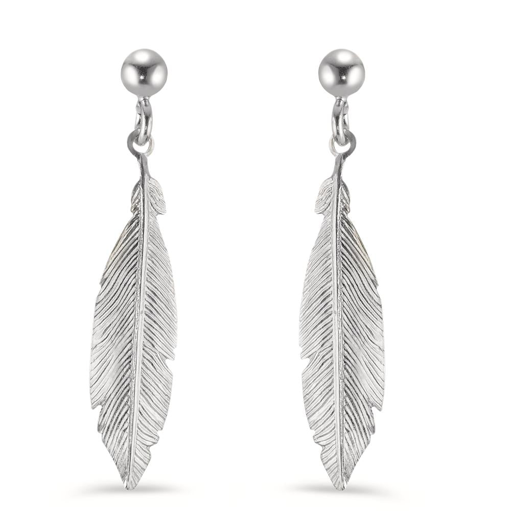 Drop Earrings Silver Rhodium plated Feather