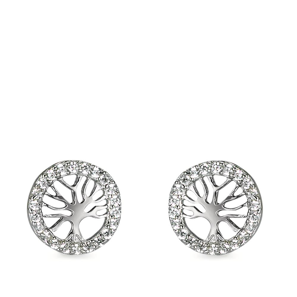 Stud earrings Silver Zirconia Tree Of Life Ø11 mm