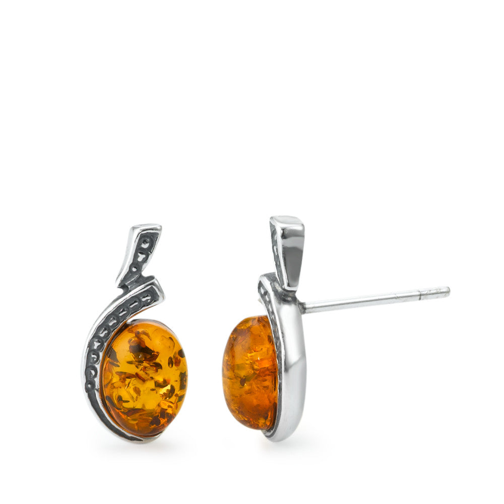 Drop Earrings Silver Amber