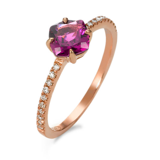 Ring 9k Red Gold Diamond 0.10 ct, w-si, Garnet