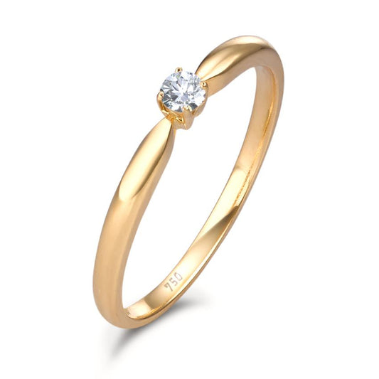 Solitaire ring 18k Yellow Gold Diamond 0.10 ct, w-si