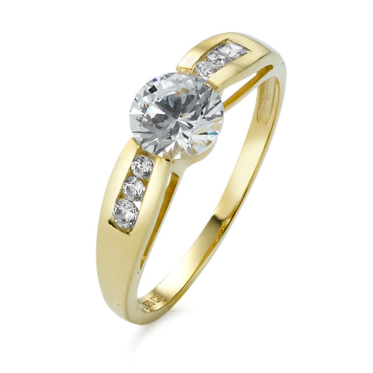 Solitaire ring 9k Yellow Gold Zirconia 7 Stones