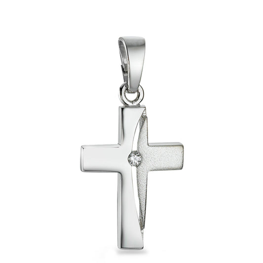 Pendant Silver Zirconia Rhodium plated Cross