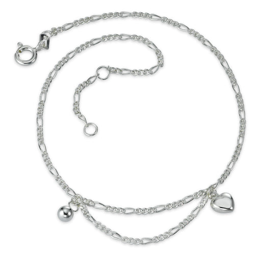 Anklet Silver Heart 23-25 cm Ø6 mm