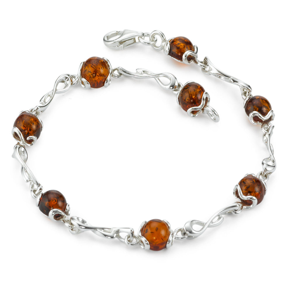 Bracelet Silver Amber 8 Stones 19.5 cm