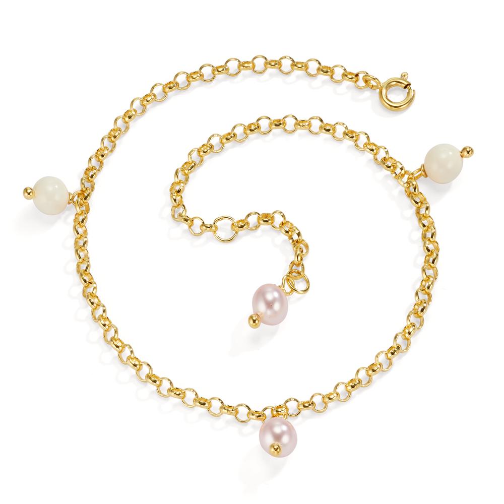 Anklet Bronze Gold plated Shining pearls 26 cm