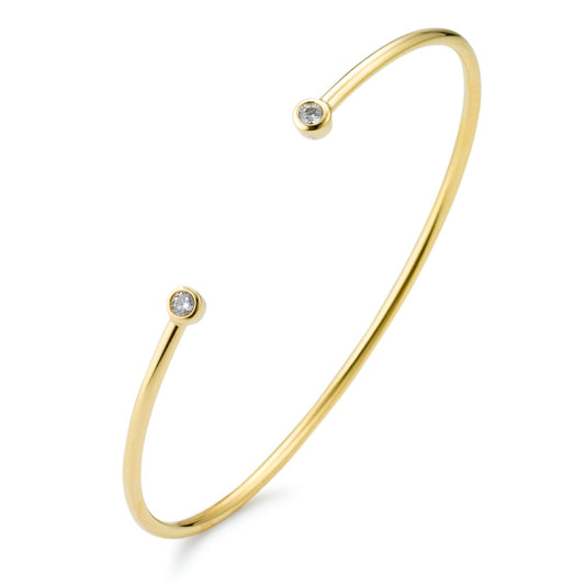 Bangle Bronze Zirconia 2 Stones Gold plated Ø56 mm