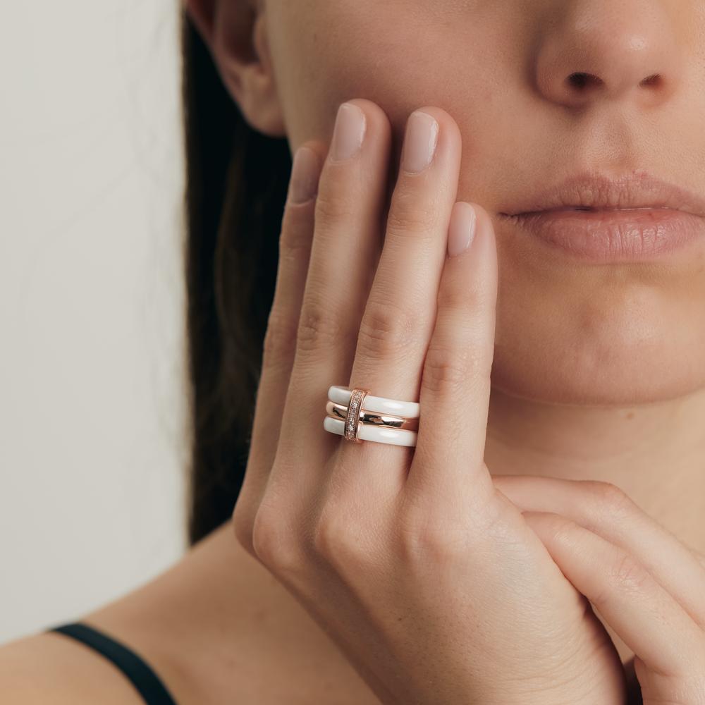 Ring Ceramic, Bronze Rose Gold plated