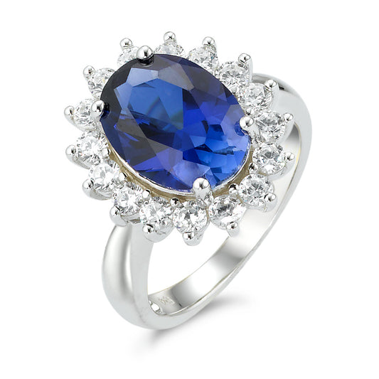 Ring Silver Zirconia Blue Rhodium plated