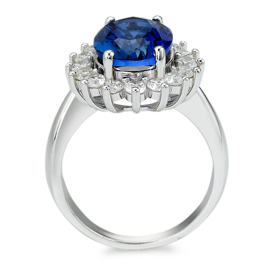 Ring Silver Zirconia Blue Rhodium plated