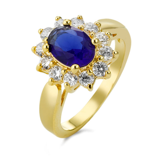 Ring Bronze Synthetic sapphire gold plated 3 microns