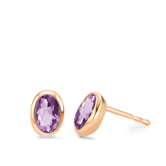 Stud earrings 18k Red Gold Amethyst