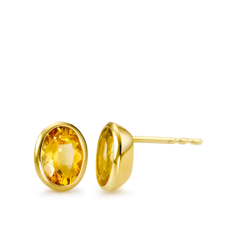 Stud earrings 18k Yellow Gold Citrine 2 Stones