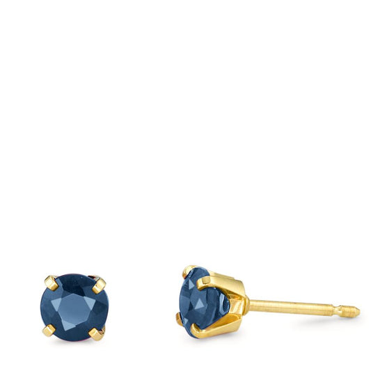 Stud earrings 18k Yellow Gold Sapphire 0.64 ct, 2 Stones Ø4 mm