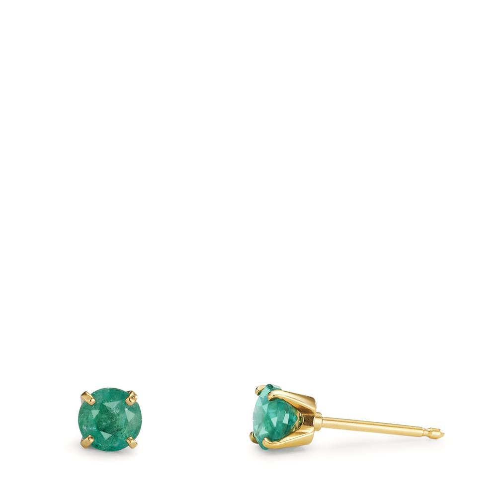 Stud earrings 9k Yellow Gold Emerald 2 Stones Ø2.7 mm