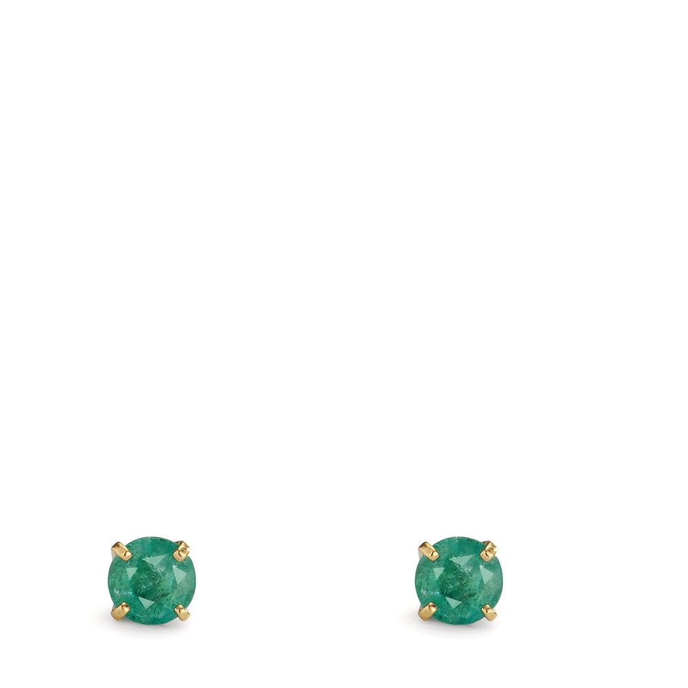 Stud earrings 9k Yellow Gold Emerald 2 Stones Ø2.7 mm