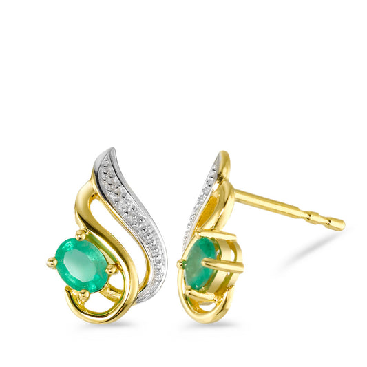 Stud earrings 18k Yellow Gold Emerald 0.01 ct, w-si