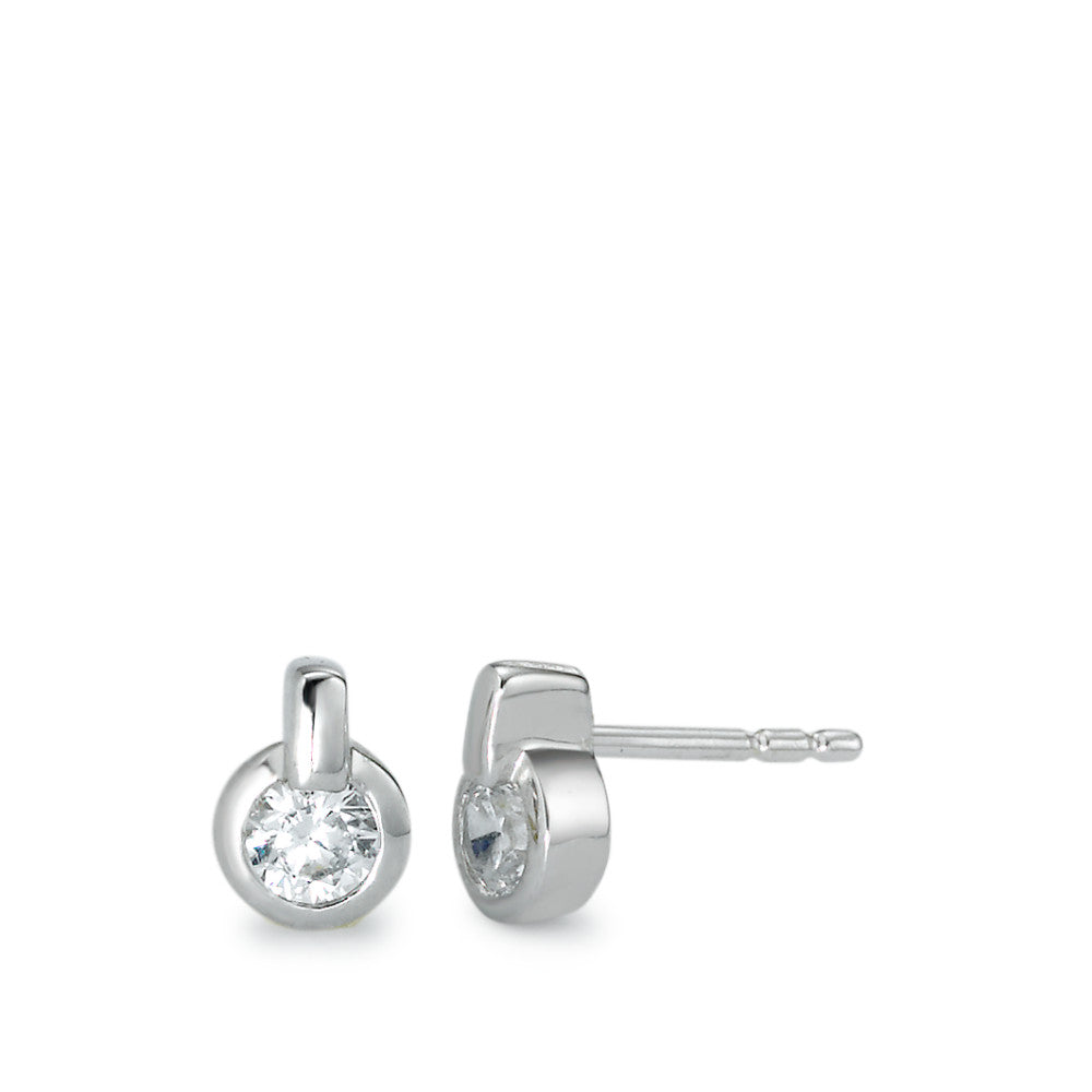 Stud earrings 9k White Gold Zirconia 2 Stones