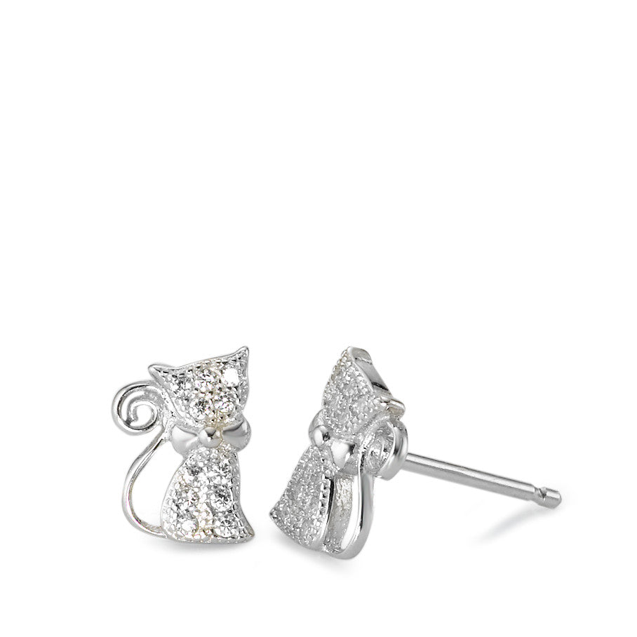 Stud earrings Silver Zirconia Cat