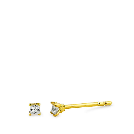 Stud earrings Bronze Zirconia 2 Stones Gold plated