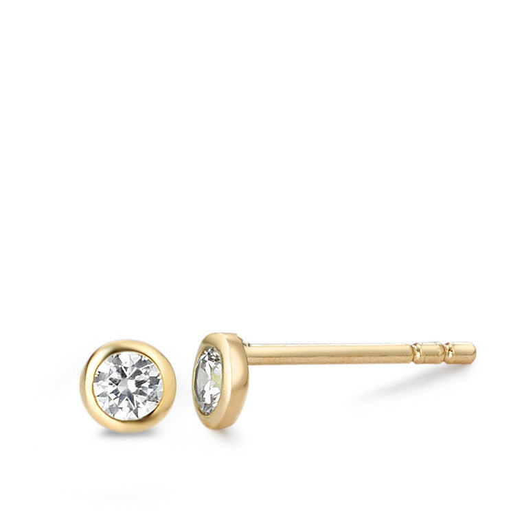 Stud earrings Bronze Zirconia 2 Stones Gold plated