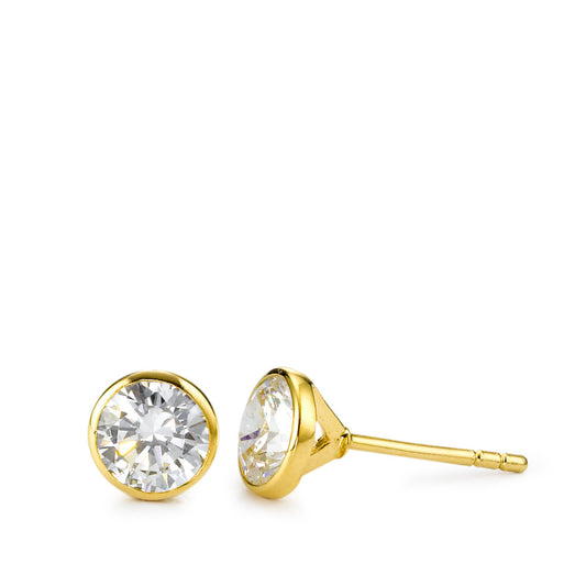 Stud earrings Bronze Zirconia Gold plated