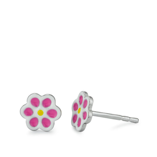 Stud earrings Silver Rhodium plated Flower Ø6.5 mm