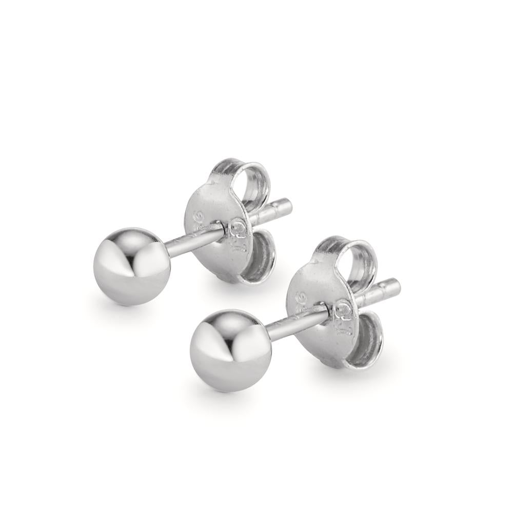 Stud earrings Silver Rhodium plated Ø4 mm