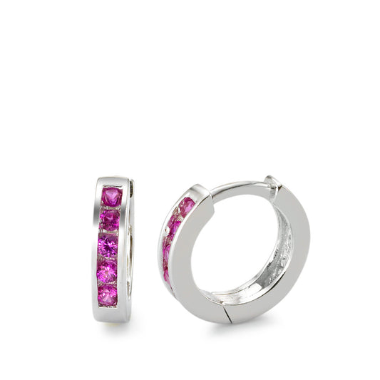 Hinged hoop Silver Zirconia Rhodium plated