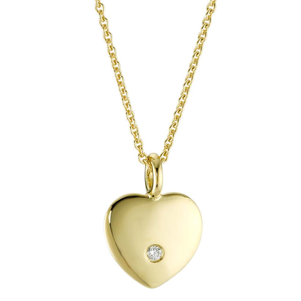 Necklace with pendant 18k Yellow Gold Diamond 0.02 ct, w-si Heart 45 cm