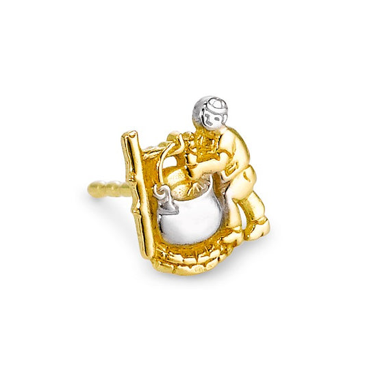 Single stud earring 18k Yellow Gold Alpine Cheese Maker